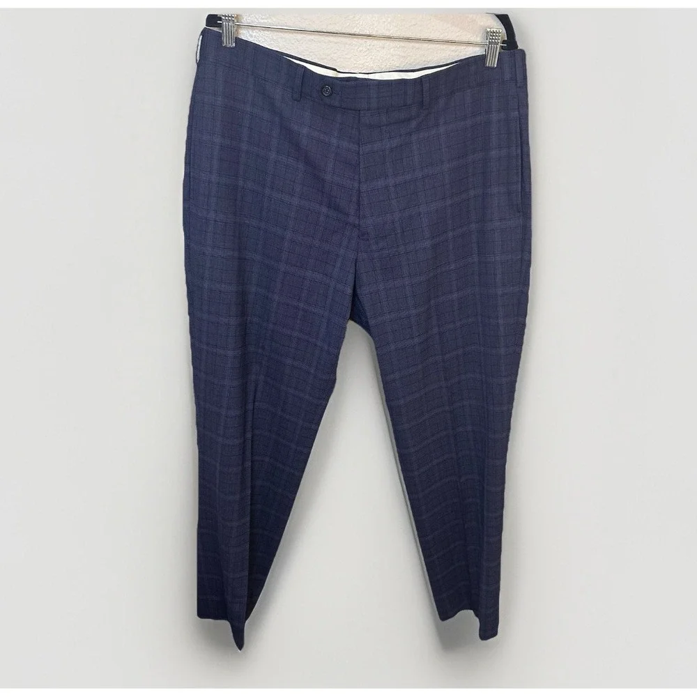 Brooks Brothers‎ Mens Regent BrooksCool Blue Glen Plaid Wool Dress Pants W38